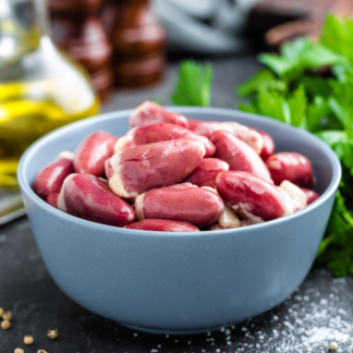 Corazones de pollo pastoril, natural, libre de hormonas, antibióticos y jaulas